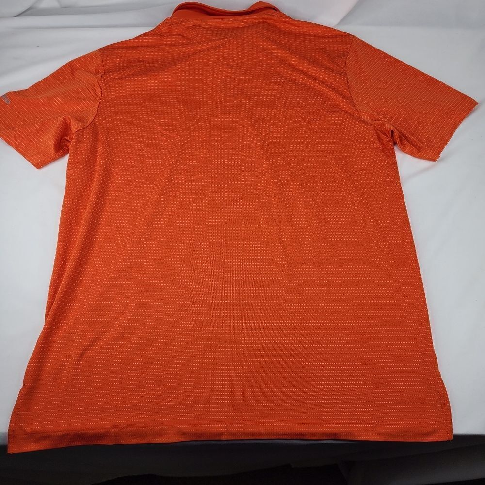 L COLUMBIA GOLF orange white short sleeve performance Active polo shirt LARGE